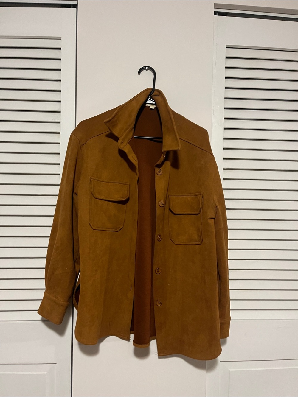 Have Women's Suede Shirt Jacket in Cognac Brown